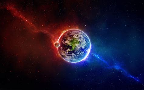 🔥 Download Blue And Red Wallpaper Earth In Space by @oellison86 | Red ...