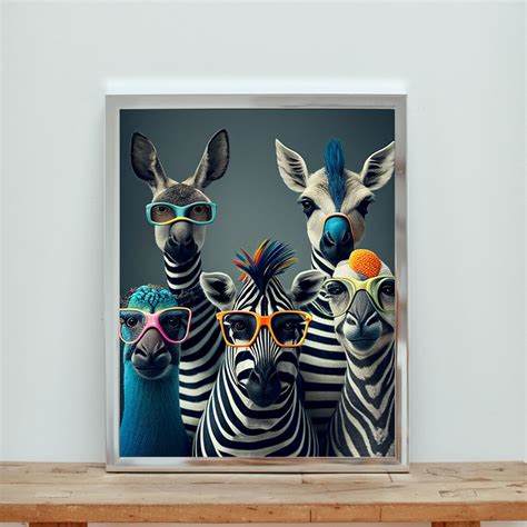 Stripe Animals, Animal Prints, Animal With Glasses, Animal Art, Printable Wall Art, Funny Animal ...