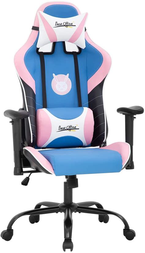 BestOffice Blue and Pink PC Gaming Chair - Cute Gaming Decor