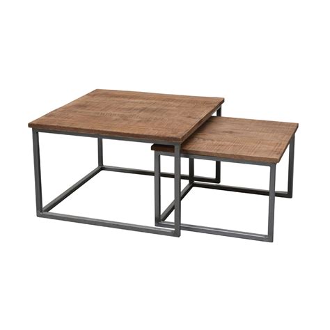 Industrial Coffee Table Square Set - 2 Set - Posteak Furniture