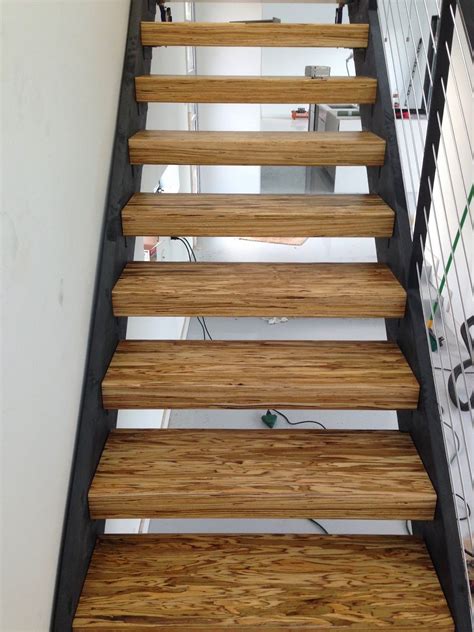 paralam lumber tread with steel stringer | Stairs, Rustic staircase, Timber stair