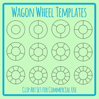 Simple Wagon Wheel Templates - Blank Outlines Graphic Organizer Clip Art