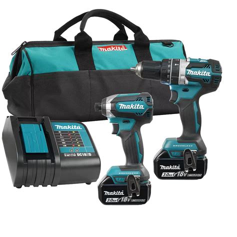 MAKITA 18V Brushless 3.0 Ah Li-Ion Hammer Driver Drill and Impact Driver Combo Kit | The Home ...