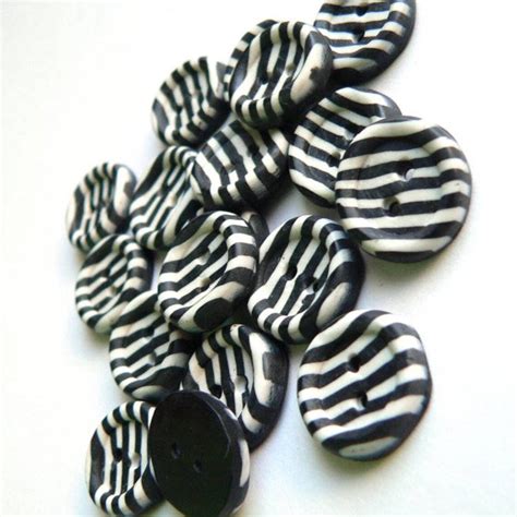 Black and White Stripe Humbug Buttons X 4 Handmade in Polymer Clay - Etsy