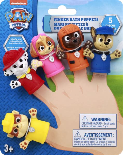 Nickelodeon Paw Patrol Finger Puppets Set of 5 Kids Bath Toys Educational TV & Movie Character ...