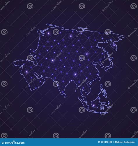 Network Map Of Asia. Continent Digital. Vector Illustration ...