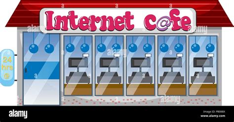 An internet cafe on white background illustration Stock Vector Image & Art - Alamy