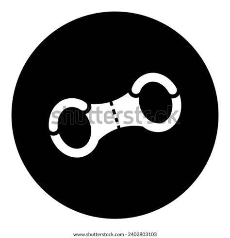 Handcuffs Symbol Center Isolated White Symbol Stock Vector (Royalty ...