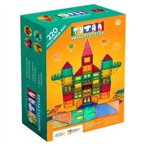 Tytan Magnetic Building Tiles for Kids w/ Wheeled Car & Carrying Bag ...