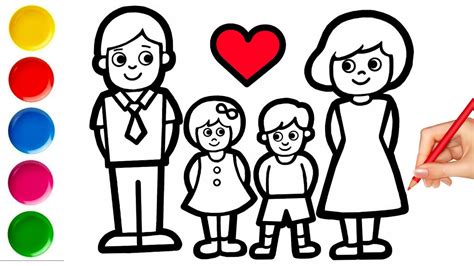 Drawing family for children / Mom, dad, sister, brother / How to draw step by step - YouTube