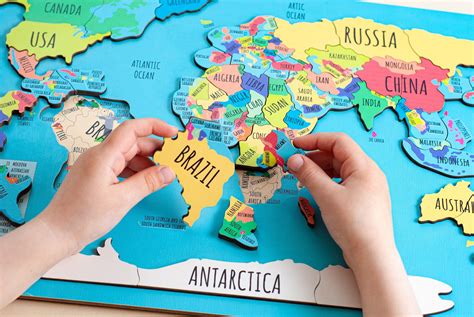 Kids world map gift for kids world map puzzle for kids gift homeschool jigsaw puzzle kids puzzle ...