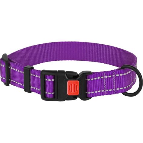 COLLARDIRECT Adjustable Reflective Nylon Dog Collar, Purple, Medium ...