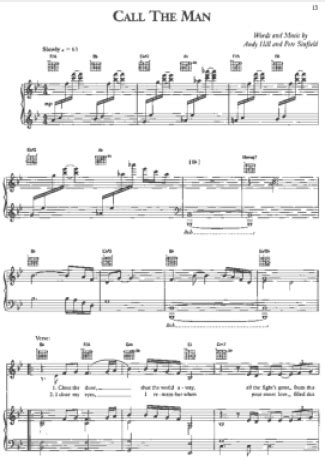 Céline Dion - Call The Man - Sheet Music For Piano