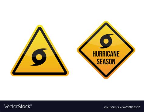 Hurricane weather alert warning signs labels Vector Image