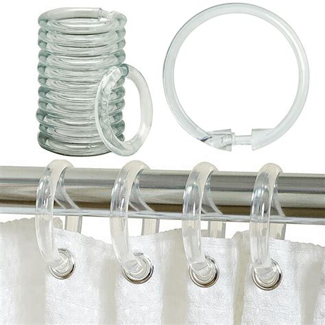 12 Pc Clear Plastic Curtain Rings Round Shower Hooks Rod Bathroom Shades Drapes - Walmart.com