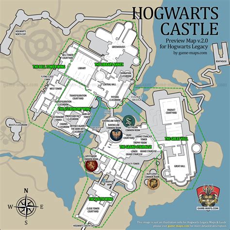 Hogwarts Castle Sketch Map for Hogwarts Legacy