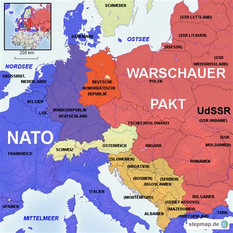 StepMap - BRD und DDR in den Bündnissystemen - Landkarte für Deutschland