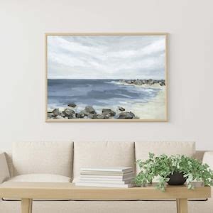 Coastal Painting Seashore View Scene Modern Seascape Beach House Large Statement Living Room ...