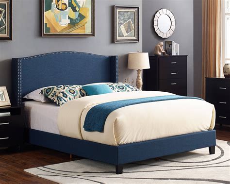 Scarlett Upholstered Wingback Bed, Queen, Blue - Walmart.com