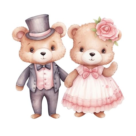 Cute Teddy Bears Bride And Groom Romantic Love Wedding Marry ...