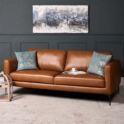 Woods Carnaby Leather Sofa 3 Seater - Palomino Tan - Woods Furniture