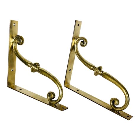 Mid-Century Modern Decorative Brass Shelving Brackets - a Pair | Chairish