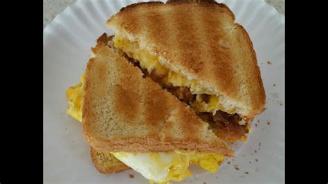 Bacon and cheese with tomato omelette sandwich - YouTube