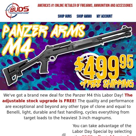 Panzer M4 12ga & Free Adjustable Stock $499.95! - Buds Gun Shop