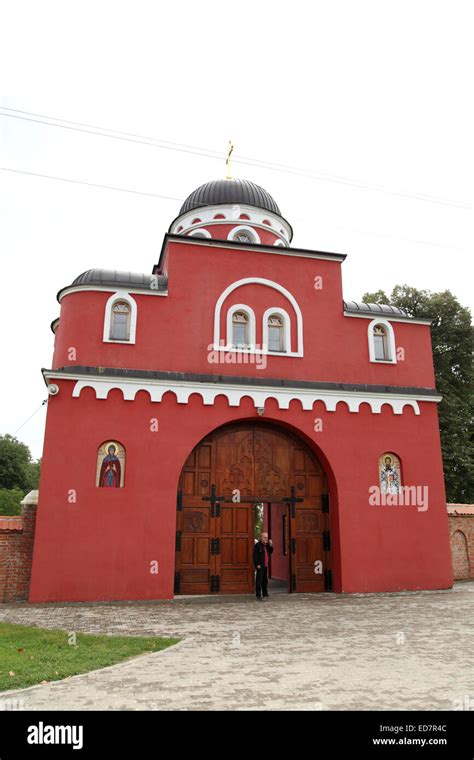 The entrance to monasteries at Fruska Gora, Serbia. Fruska Gora is the site of monasteries ...