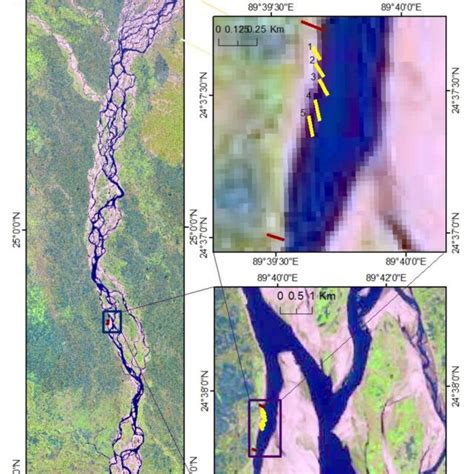 The location map of the braided Brahmaputra-Jamuna River in Bangladesh ...