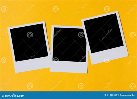 Polaroid Photo Prints Isolated on Yellow Stock Photo - Image of ...