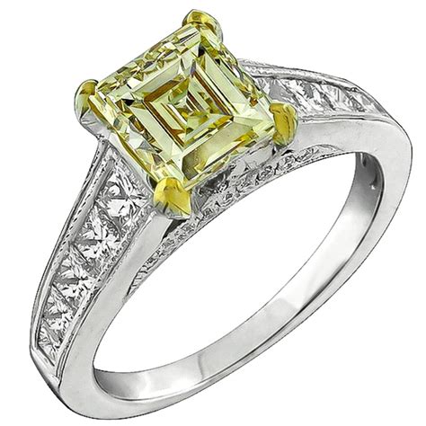 GIA 1.53ct Natural Fancy Light Yellow Diamond Gold Ring at 1stdibs