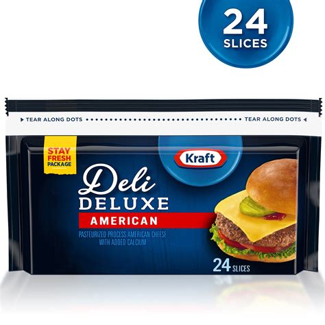 Kraft Deli Deluxe Cheese Slices, American Cheese, 24 ct. - 16 oz. Wrapper - Walmart.com ...