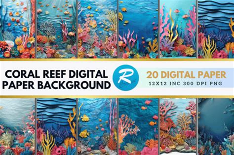 Coral Reef Digital Paper Backgrounds Graphic by Regulrcrative ...