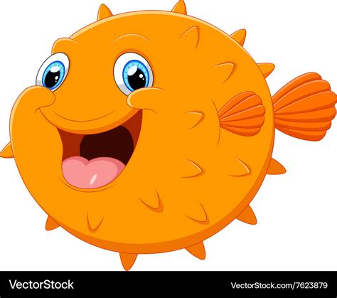 Cute puffer fish cartoon Royalty Free Vector Image