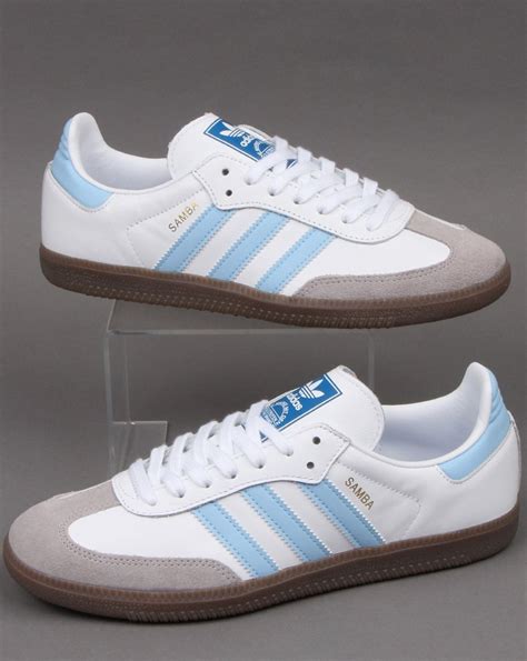 Adidas Samba Og Trainers White/Sky Blue - Adidas @ 80s Casual Classics