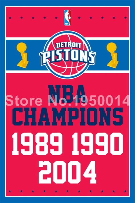 Detroit Pistons World Champions Flag 3ft x 5ft Polyester NBA Banner ...