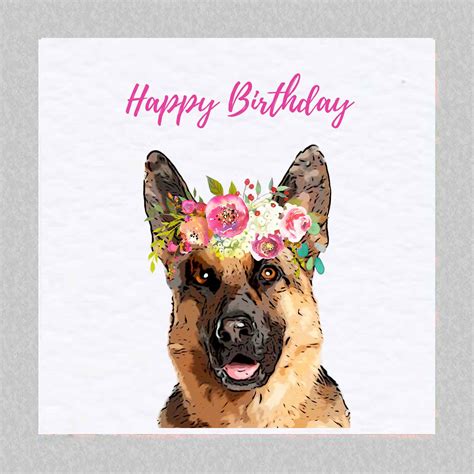 German Shepherd Birthday Card Alsatian Dog Greeting Card - Etsy