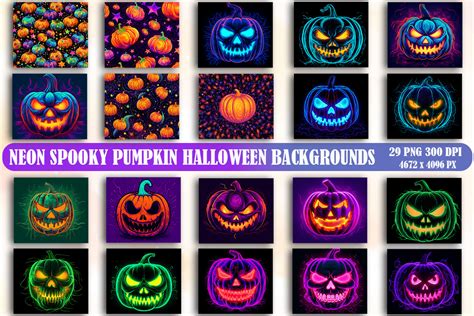 Neon Pumpkins Halloween Backgrounds Graphic by Lazy Sun · Creative Fabrica