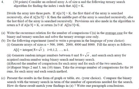 Solved Consider an ordered array A of size n and the | Chegg.com