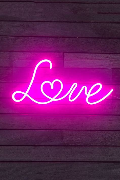 [Pink Neon Sign] LOVE neon sign for your home decoration. Light up your room with this cute sign ...