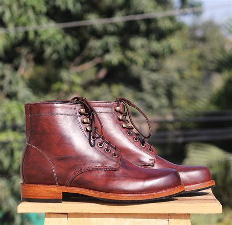 Handmade Burgundy Leather Ankle High Lace Up Boots, Men Designer Fashion Boots | Boots, Casual ...