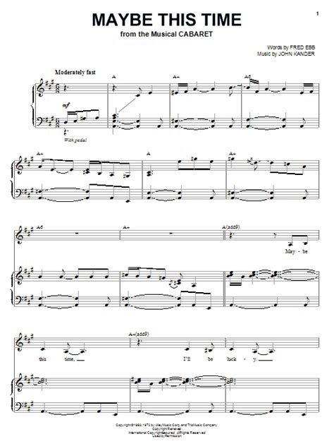 Maybe This Time sheet music by Liza Minnelli (Piano, Vocal & Guitar ...