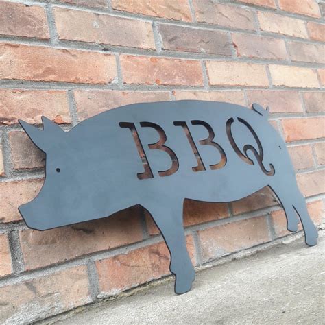 BBQ Pig Metal Sign - Kitchen, Butcher Shop, Barbecue, BBQ, Pig Metal S – Maker Table