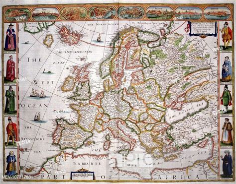 17th century Map of Europe with towns ... | Europe map, Map, 17th century