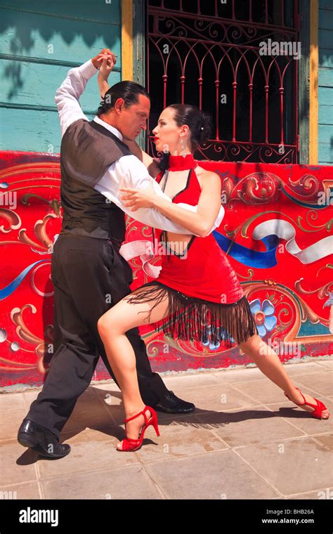 Fanny and Fabio dancers performing Tango, milonga and canyengue at Caminito, La Boca, Buenos ...