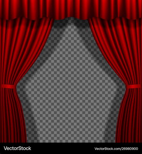 Red stage curtain theatre curtains on transparent Vector Image