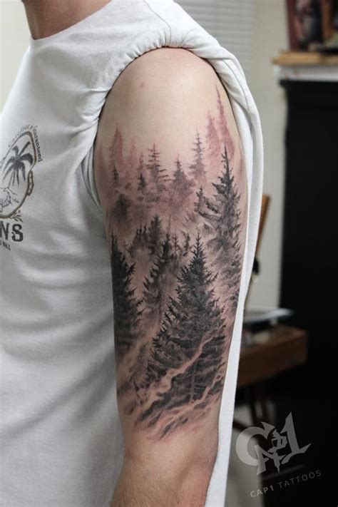 Pine tree forest tattoo by Capone: TattooNOW