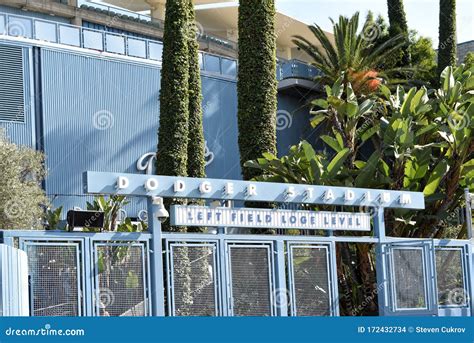 LOS ANGELES, CALIFORNIA - 12 FEB 2020: Dodger Stadium Left Field Loge Level Entrance Editorial ...