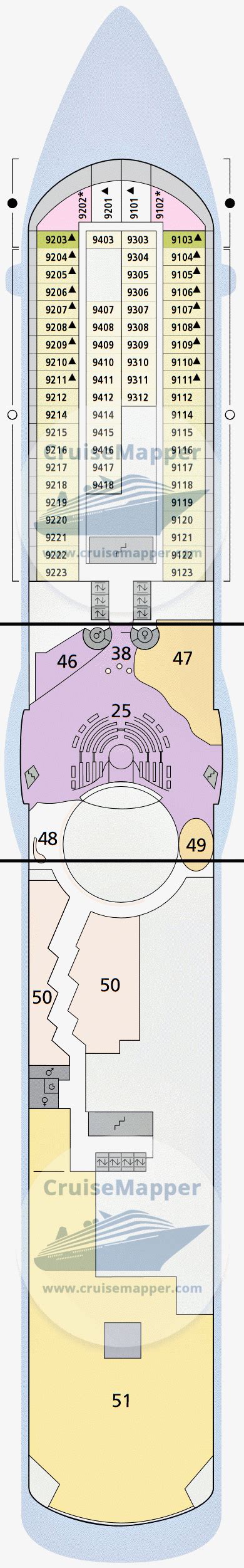 AIDAblu deck 9 plan | CruiseMapper